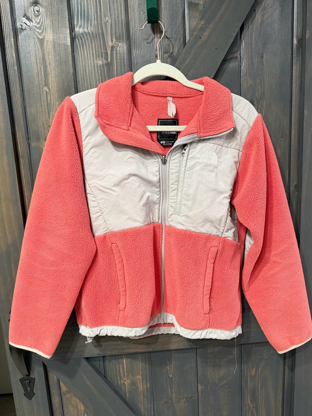 The North Face Salmon Pink Grey Denali Classic Fleece Jacket small